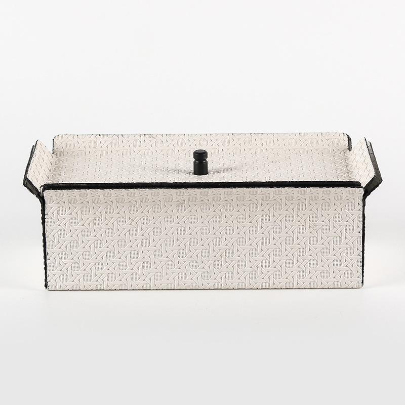 Art Abstract Folding Leather Woven Pattern Jewelry Box Model House Designer Decoration Storage Box Light Luxury Ornaments