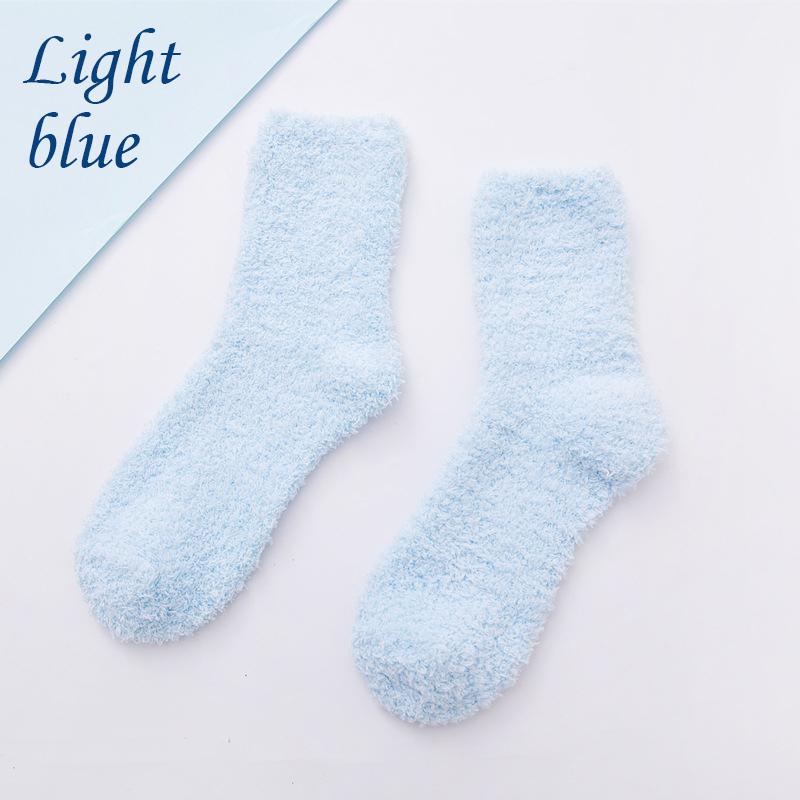 Носки ярких цветов, теплые носки, плюшевые носки, женские носки до середины икры из кораллового флиса, женские носки