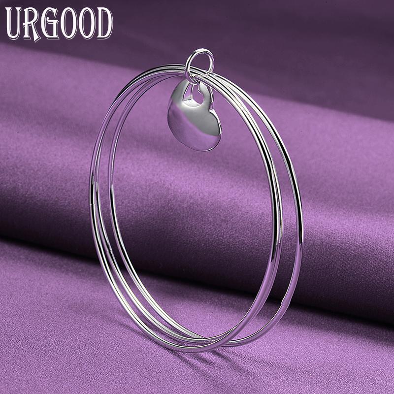 Браслет в форме сердца из стерлингового серебра 925 пробы с тремя кольцами, модные ювелирные изделия