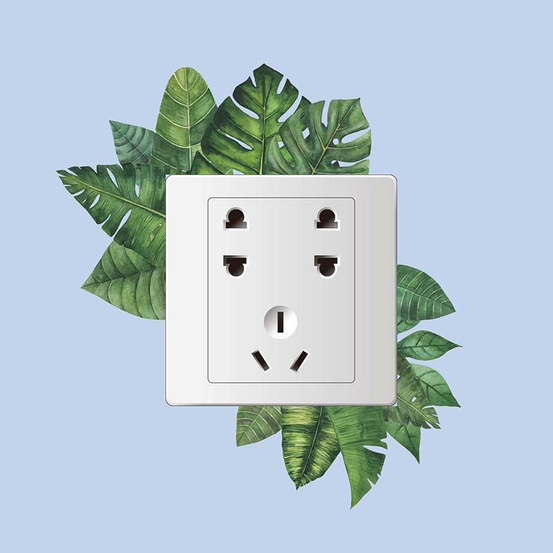 Наклейки на выключатель с тропическими листьями, Самоклеящиеся наклейки на стену для ванной, Водонепроницаемый декор в спа-стиле для дома