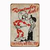 Retro Metal Remember Child Electricity Will Kill You Logo, Child Danger Warning Tin Aluminum Logo, Home School Wall Decoration