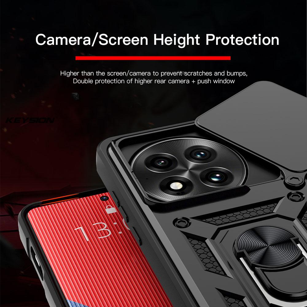 KEYSION Противоударный защитный чехол для OnePlus 13 5G, защитное кольцо для камеры, подставка, задняя крышка для OnePlus 13 5G