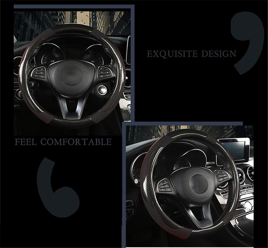 Модный спортивный чехол на руль из хрустального углеволокна, чехол на руль автомобиля, нескользящая кожаная оплетка для руля
