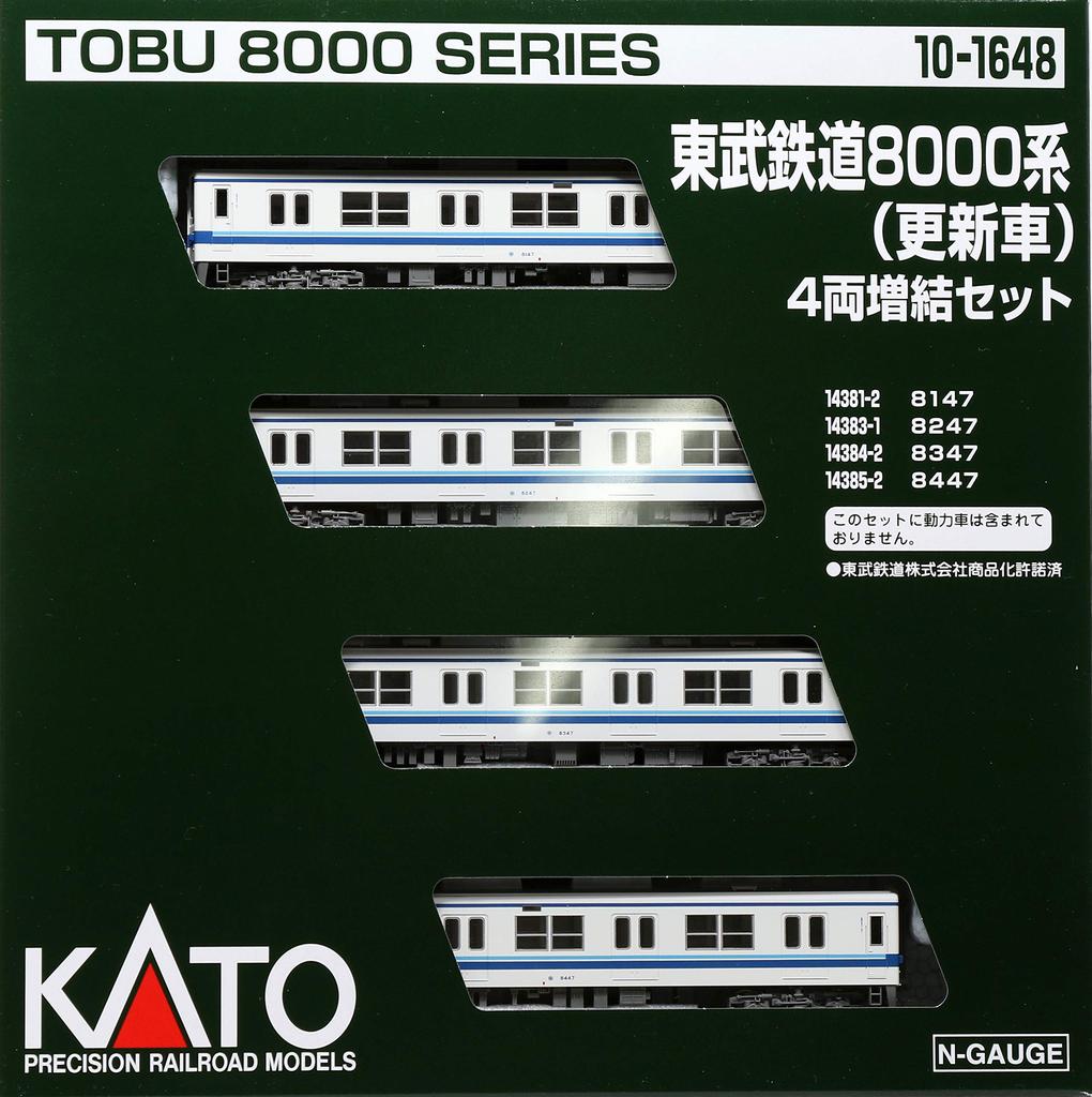 KATO N Gauge Tobu Railway 8000 Series Updated Car Addition Set Железнодорожная модель поезда 4-вагонный 10-1648