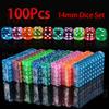 100Pcs/Set 6 Sided Dice 14Mm D6 16 Transparent Optional Color Acrylic Rounded Edges Dice For Table Board Games Party Dnd