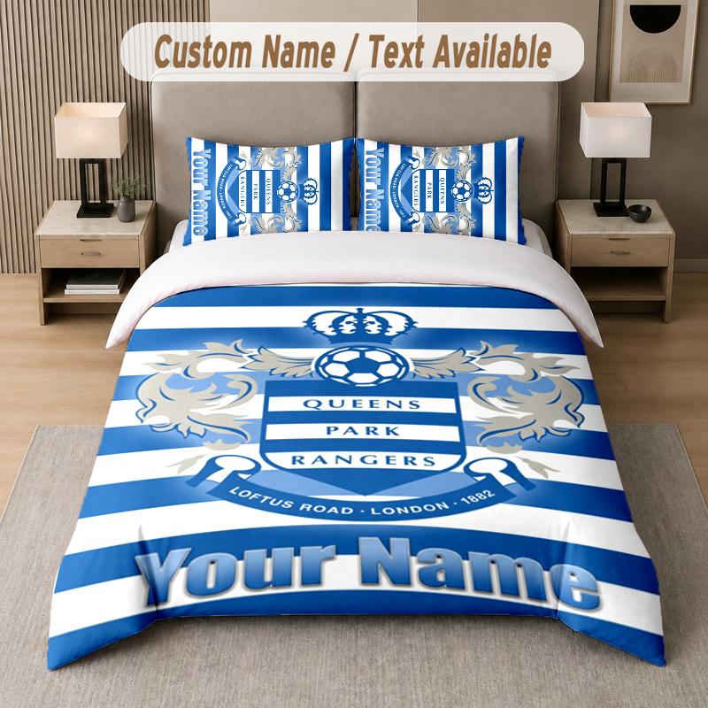 Custom Name Queens Park Rangers _ QPR 3Pcs Duvet Cover Set Personalized Text Bedding Pillowcases Bedroom