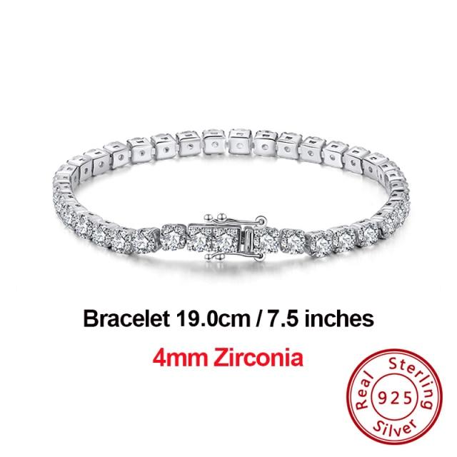 4mm Round Cut Tennis Bracelet In 925 Sterling Silver White Gold Woman Men Bracelets Bangle Jewelry Hand Chain Sb94