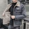Men's Denim Lambswool Jacket - Thickened Velvet American Style for Autumn/Winter
