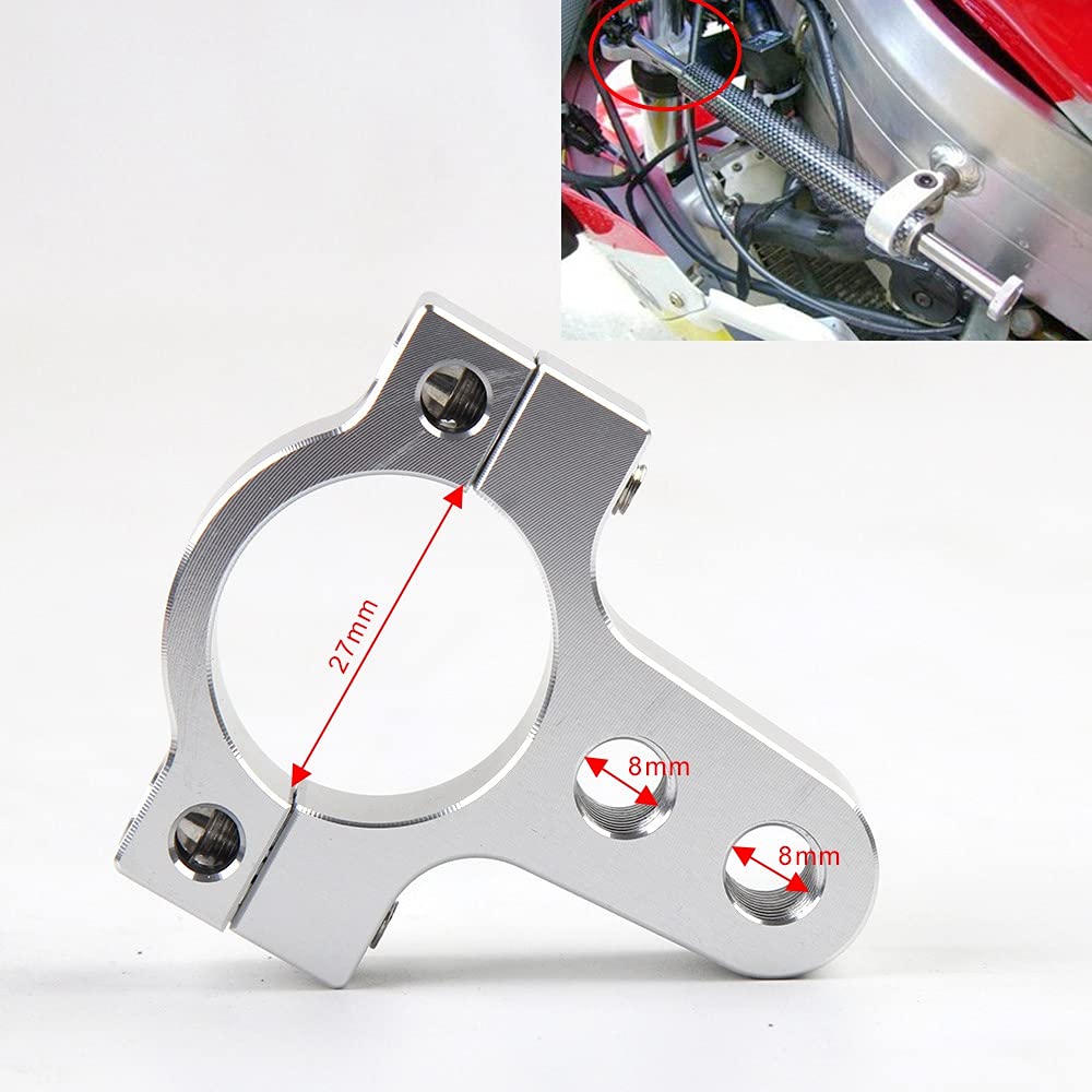 Oikabio 27mm, Aluminum Steering Damper, Fork Frame, Mounting Clamp Bracket, Foot Fixer, Motorcycle Modification, Silver