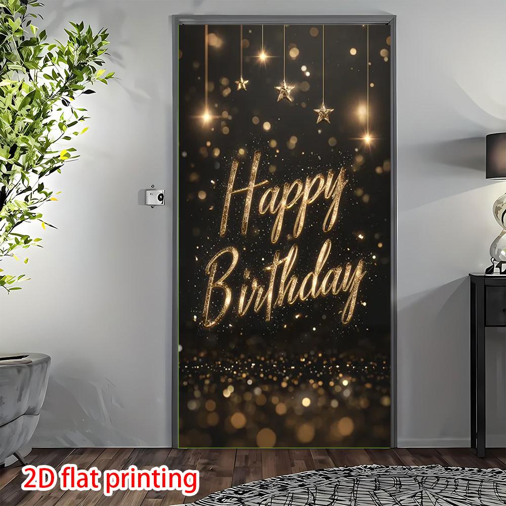 Happy Birthday Door Curtain Lettering Balloon Confetti Numbered Polyester Home Decor