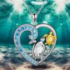 Exquisite and Elegant Heart Shaped Pendant Necklace for Women's Creative Turtle Animal Collar Chain