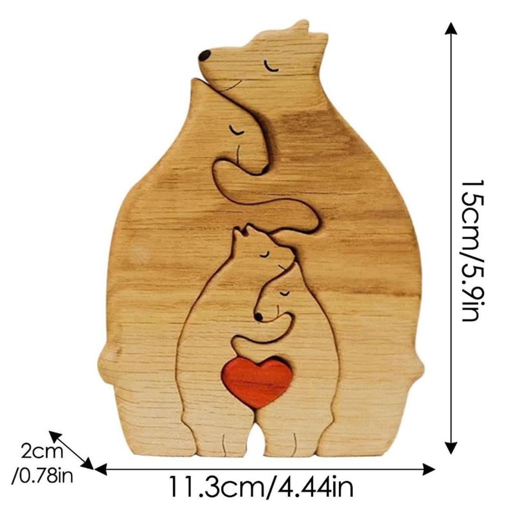 Wooden Bear Family Art Puzzle Wooden Bear Sculptures for Christmas