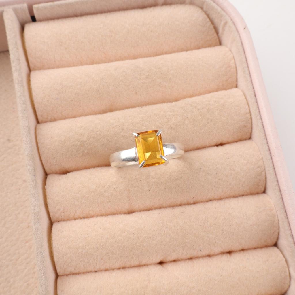 Natural Citrine Gemstone 925Sterling Silver Jewelry Handmade Ring For Women Gift RR-30-3