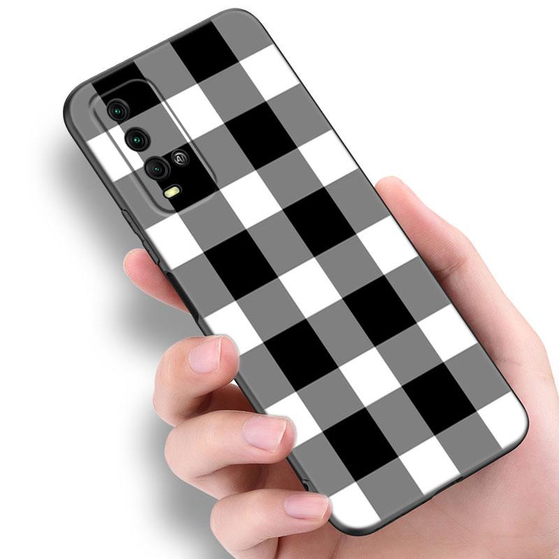 Черный белый клетчатый чехол для телефона Zebra для Xiaomi Redmi Note 5 6 9T K20 K40 K50 Pro 7A 8A 9A 9C 9i 10A 10C A1 S2 TPU черный чехол