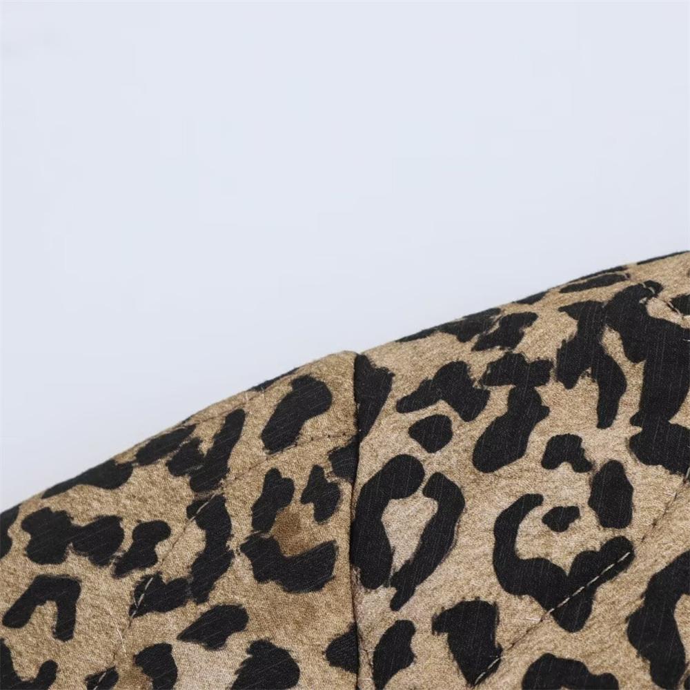 Autumn New Women's Fashion Animal Print Round Neck Long Sleeve Single-breasted Cotton Jacket Coat