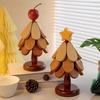 3Pcs Wooden Christmas Tree Trivets for Hot Dishes Heat Insulation Placemat Desktop Protection Mat Creative Tree Shape Coaster Table Decor for Kitchen