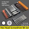 Hex Bit Set Head Allen Wrench Screwdriver Bit Set SAE Metric Hex Shank Magnetic Screw Driver S2 Steel Electric Drill Hand Tools