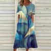 Women's Casual Dresses Printed Dresses Summer Dresses Printed Pleated Round Neck Midi Dresses Basic Classic Outdoor Daily Short Sleeve Loose Dresses