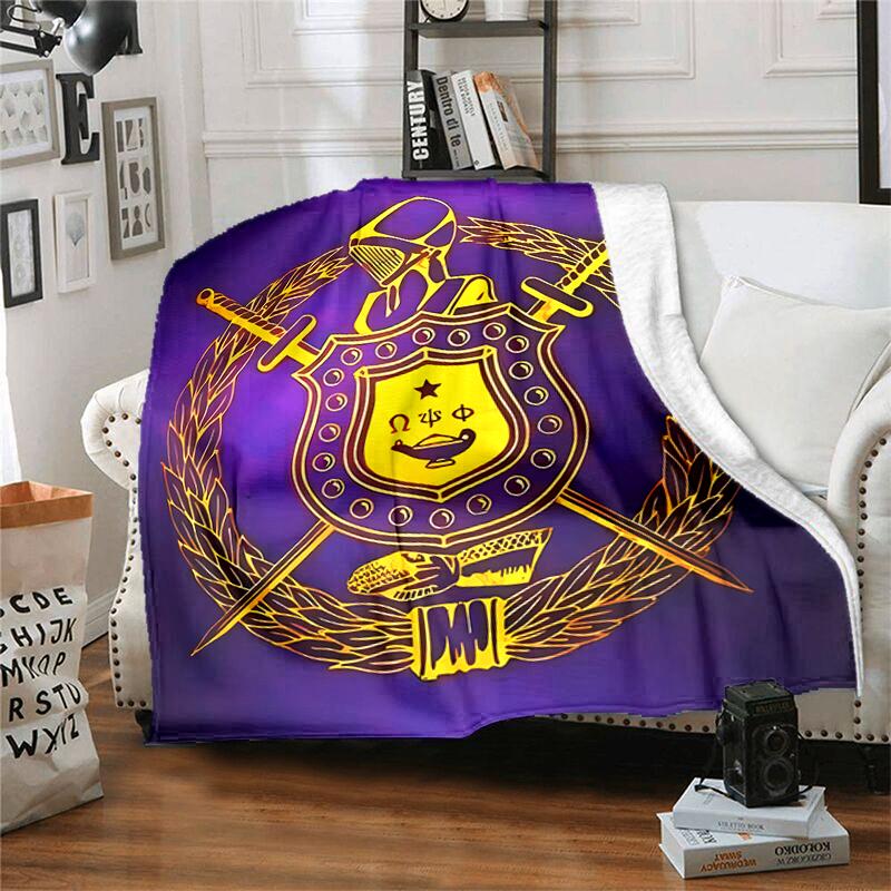 1pc Blanket Omega Psi Phi logo Print Design, Lightweight Blanket for Sofa, Bed- Soft &Warm, Gift for All Seasons like Christmas, Halloween