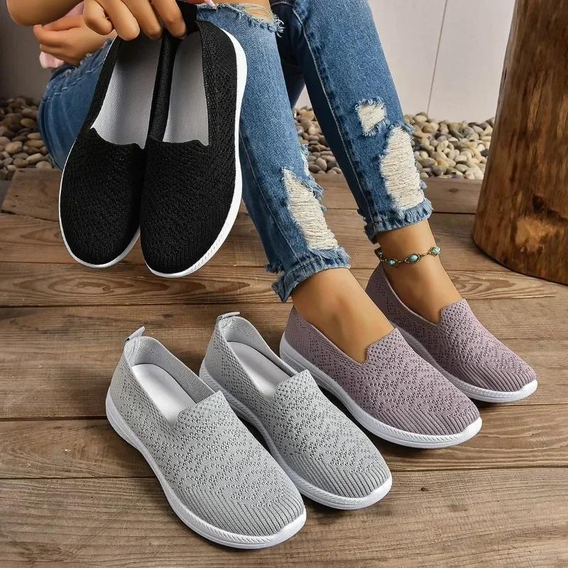 Модная женская обувь 2024 года, высококачественные женские туфли из вулканизированной кожи с неглубокой подошвой, модная женская повседневная обувь с круглым носком, новые легкие сетчатые кроссовки