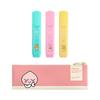 Kakao Friends Плоский мини-пенал + набор мягких хайлайтеров Happy Moment, 3 цвета, персиковый (пенал), 1 комплект, лучший персонаж Кореи