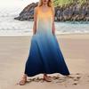 Женское модное пляжное платье без рукавов с круглым вырезом и карманами, длинные платья с градиентом