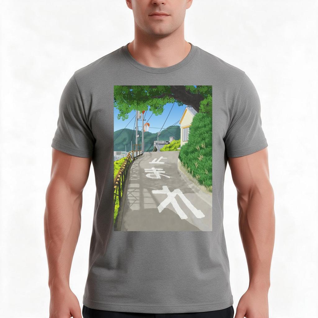 Japanese Road Tshirt Summer Casual Cotton Tee Oversized Streetwear Tops Vintage Graphic Print Loose Fit Short Sleeve