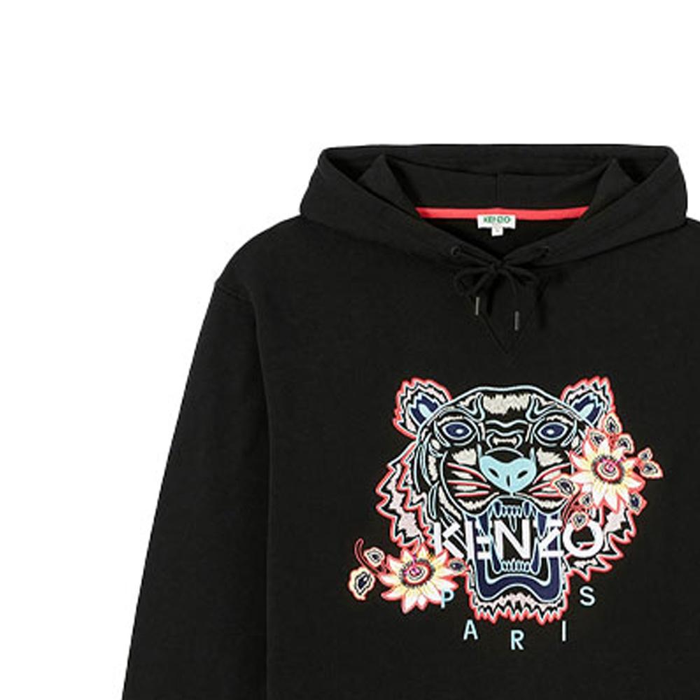 (WMNS) KENZO Толстовка с вышивкой тигра, чистый хлопок, повседневная, с длинным рукавом, черная, женская F962SW7594XO-99