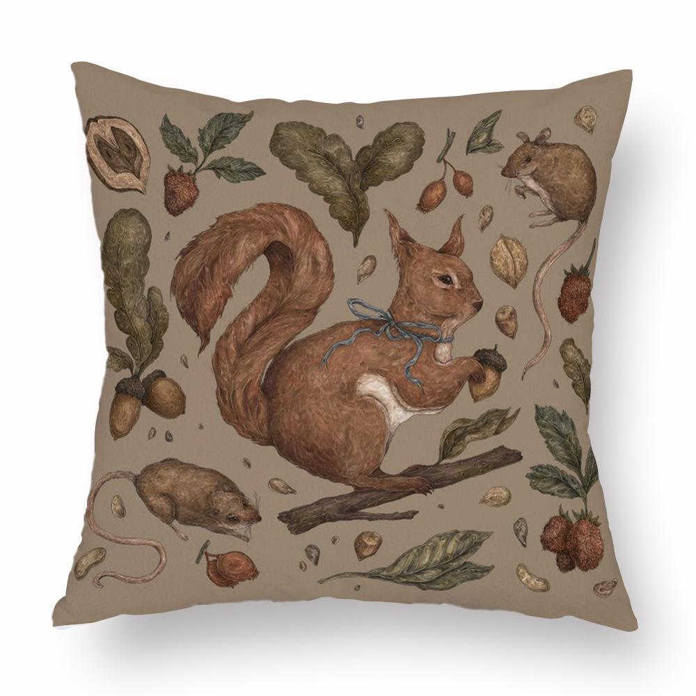 Наволочка с цветком лисы, подушка с принтом черепа животного, диван, мягкая наволочка в стиле ретро, ​​наволочка для гостиной, спальни, домашнего декора