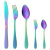 5 шт. Радужный набор столовых приборов, набор столовых приборов из нержавеющей стали, нож, десертная вилка, ложка, посуда, домашний кухонный набор столового серебра