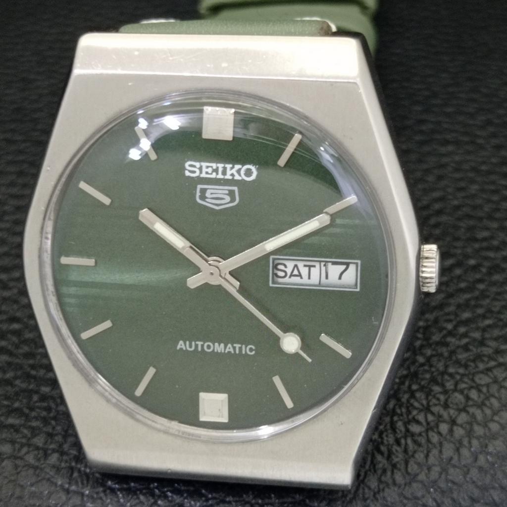 Seiko 5 АВТОМАТИЧЕСКИЕ ЯПОНСКИЕ МУЖСКИЕ ЧАСЫ 6309A ВИНТАЖНЫЕ ЗЕЛЕНОГО ЦВЕТА ЦИФЕРБЛАТ a701241-5 R206a-a701241