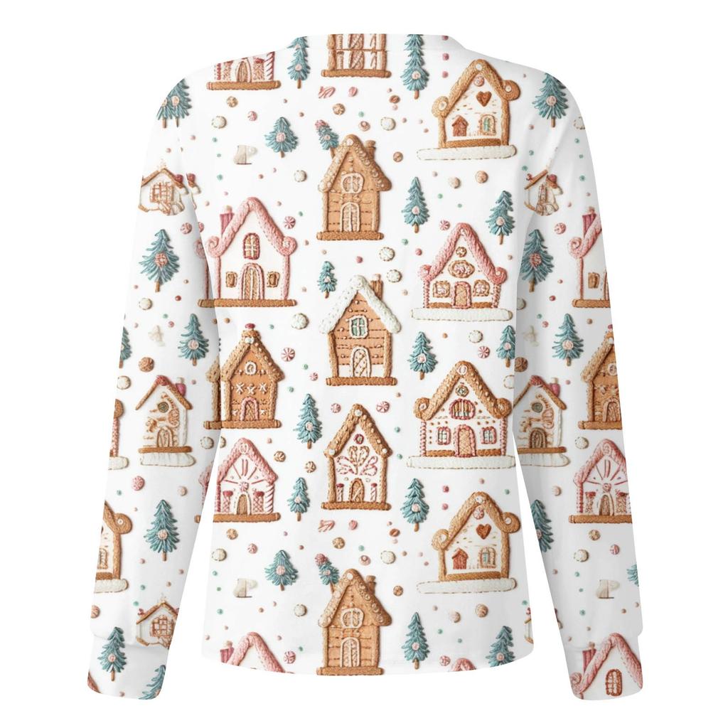 Женские топы с длинными рукавами и карманами, рабочий воротник-стойка, однобортный защитный комбинезон, куртка, рождественский топ