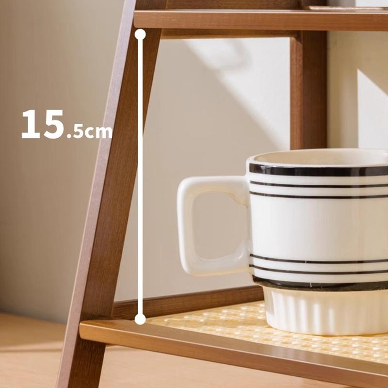 Настольный органайзер 2 яруса Держатель для кофейных чашек Многоцелевая бамбуковая полка для хранения Для квартиры EL Туалетный столик Кухня