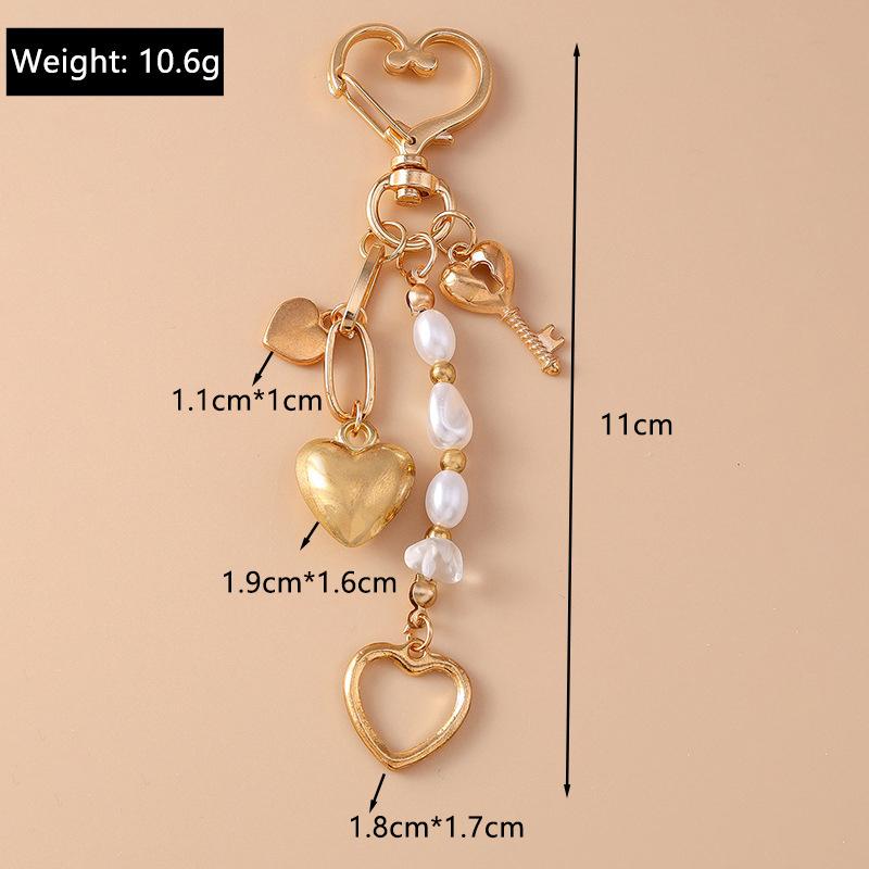 Alloy Love Heart Key Chain Shell Starfish Key Ring Pendants For Women Girls Handbag Decor Diy Handmade Jewelry Gifts