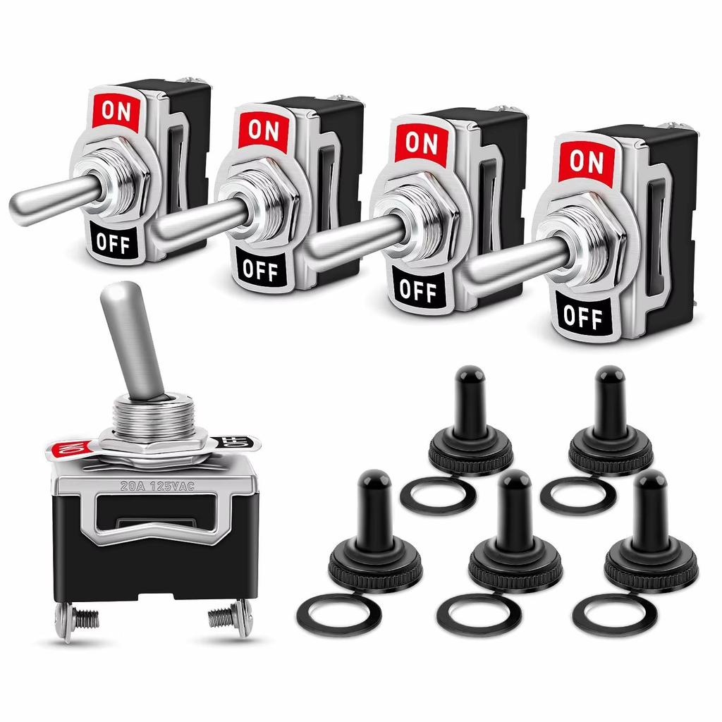 5 шт. 12 В автоматический тумблерный переключатель для лодки, морского судна, сверхпрочный тумблерный переключатель с водонепроницаемым чехлом, ВКЛ/ВЫКЛ, автомобильная приборная панель, металлический однополюсный терминал