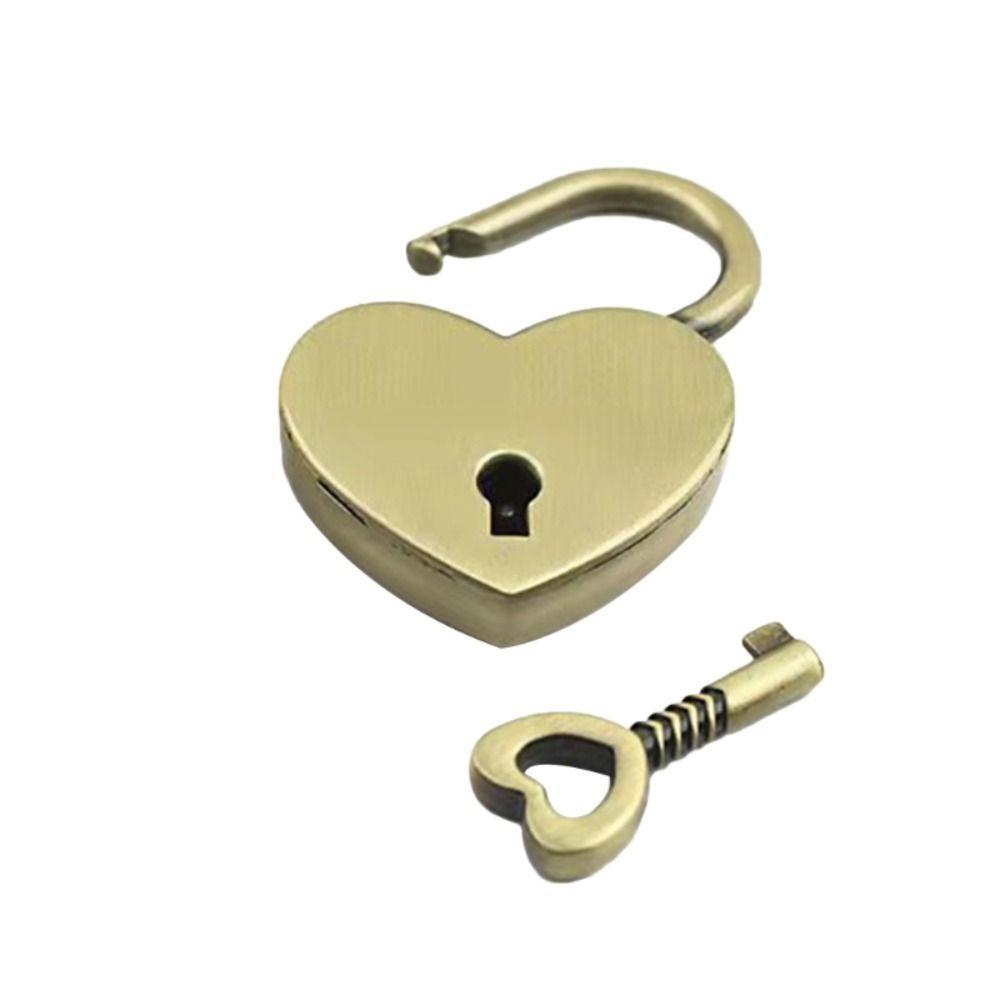 Metal Vintage With Key Suitcase Bag Luggage Box Heart Shape Mini Padlock Key Lock