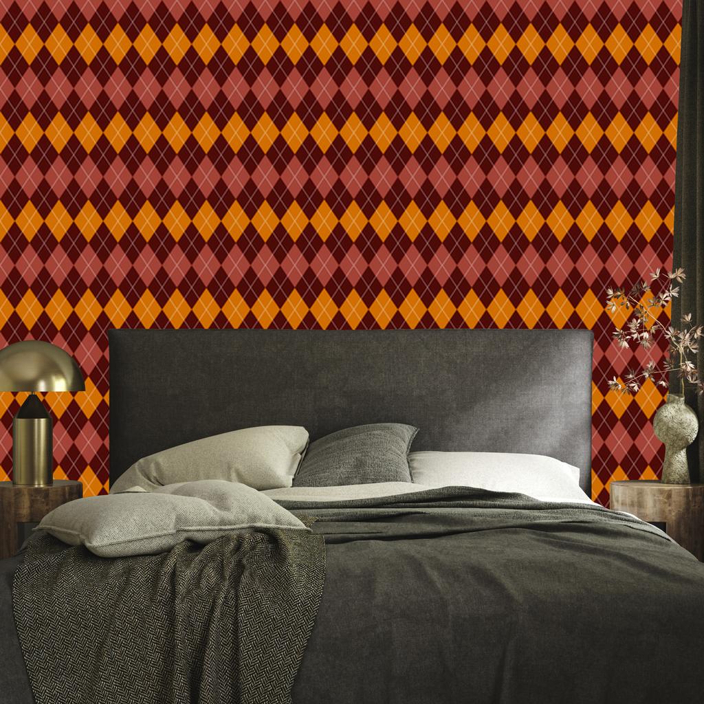Autumn Checkered Burgundy and Red Wallpaper for Living Room and Bedroom 50x1000