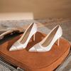 930 Fashion Show Women's Thin Heels Pointed High Heels Temperament Wedding Dress Hitch New Wedding Shoes Women 9CM