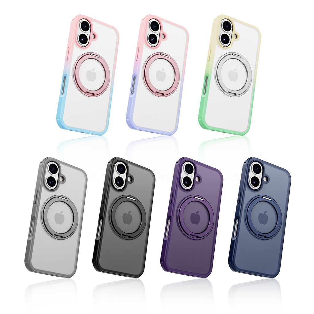 For iPhone 16 Case Compatible with MagSafe Ring Kickstand TPU+PC Back Cover
