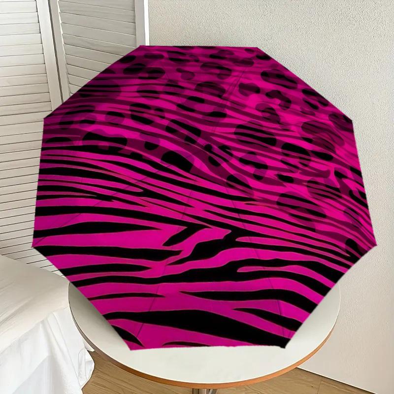 1PC Leopard Print Zebra Stripes Umbrella-8-Rib Reinforced, Automatic Open, Lightweight & Durable, Cute Fashion Accessory for Outdoor-T370