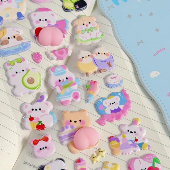 Милые 3D Пухлые Наклейки Каваи 3D Пузырчатые Поролоновые Наклейки Пухлые Сквиши Наклейки с Мишками и Зайчиками для Чехла Телефона Блокнота Скрапбуков DIY Поделок