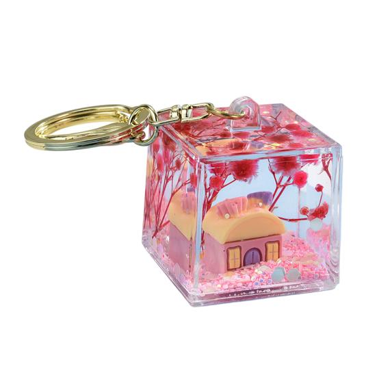 Брелок с песочной картиной, миниатюрная сказочная сцена, мини-прозрачный кубик, шарм для рюкзака, для сумок, ключей, кошелька, аксессуар