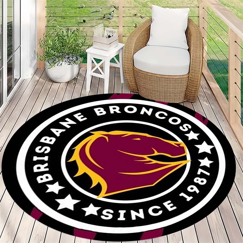 Коврик круглый с принтом ретро-значка Brisbane Broncos, нескользящий, для пола, декор для дома, офиса, фаната спорта