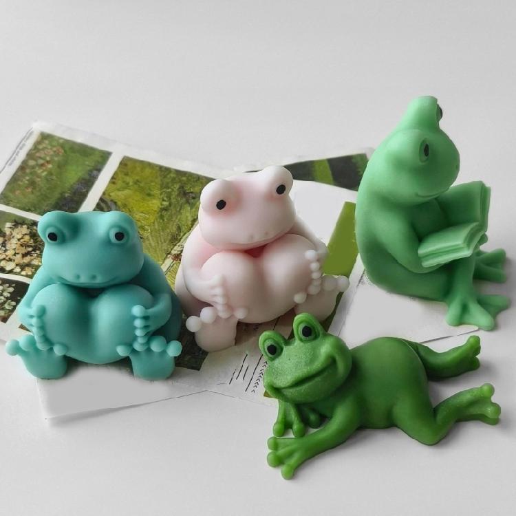 Силиконовая форма "Лягушки" для изготовления свечей 3D Животное Формы для изготовления поделок из смолы Силиконовая текстура Подходит для эстетичного декора комнаты