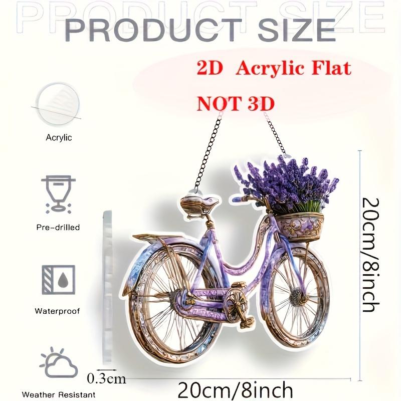 Acrylic 2D Flat Lavender Bike Decorative Pendant Catcher - 20cm X 20cm Vintage, Perfect for Home & Garden Decorations, Cafe