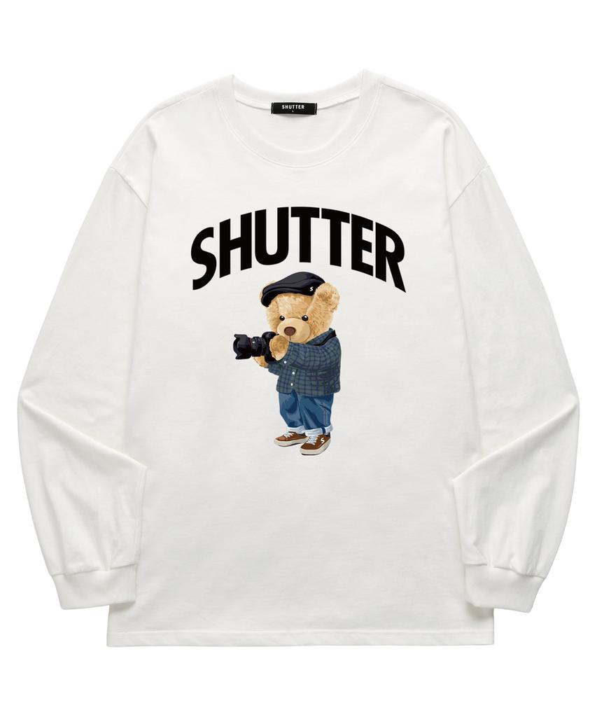 SHIRTER Медведь с камерой, длинный рукав (Sls037) белый