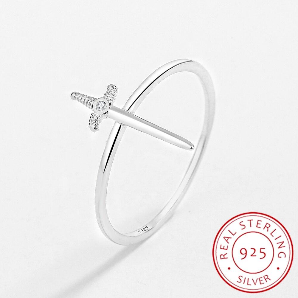 Креативные 18-каратные золотые, серебряные парные кольца с крестом и мечом для женщин, круглые полные бриллианты, оригинальные стерлинговые серебряные ювелирные изделия в подарок на свадьбу