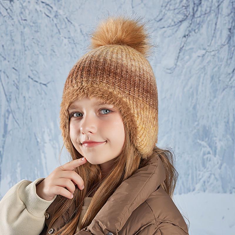 Children Knit Hat With Earmuff Protection For Winter Outdoor Warmth And Style