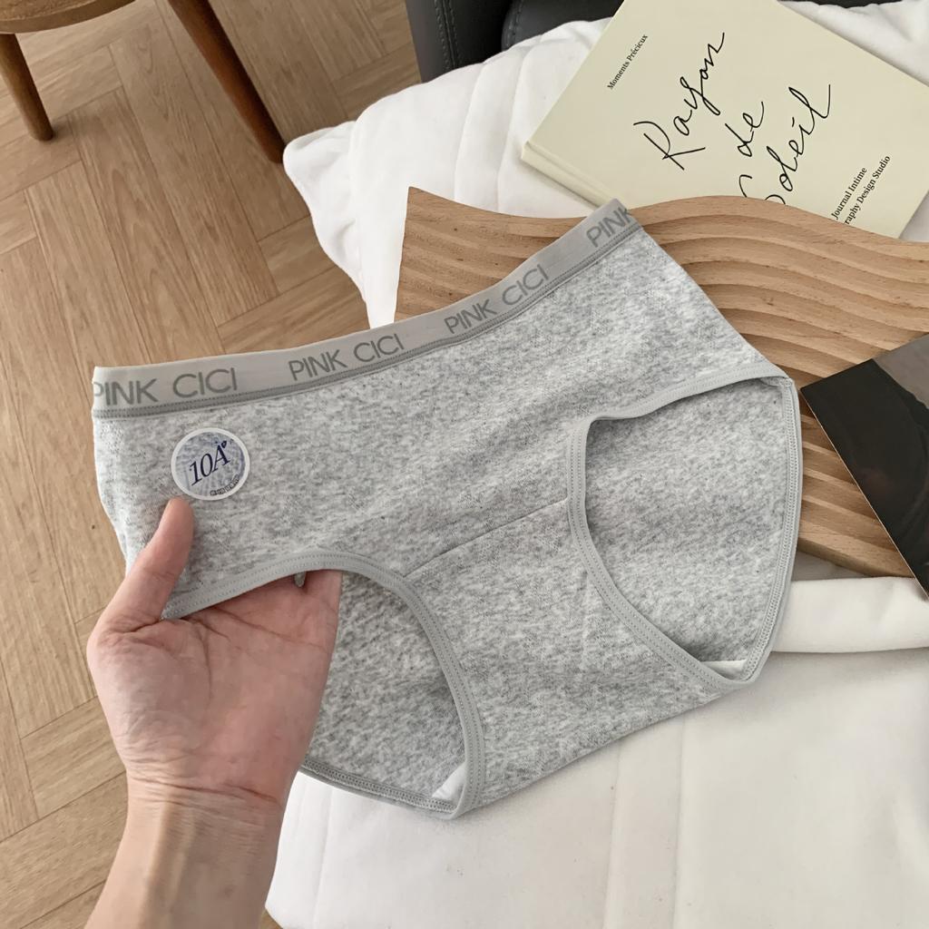 Women's Spring and Autumn Pure Cotton Color Contrast Letter Edge Dark Stripe 10A Antibacterial Crotch Midwaist Underwear