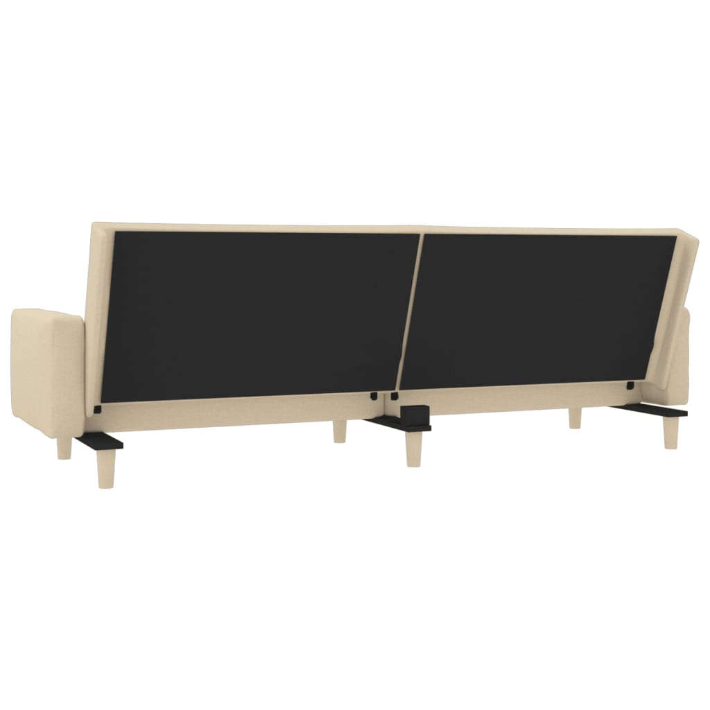 2 Seater Sofa Bed with 2 Cushions Cream Fabric